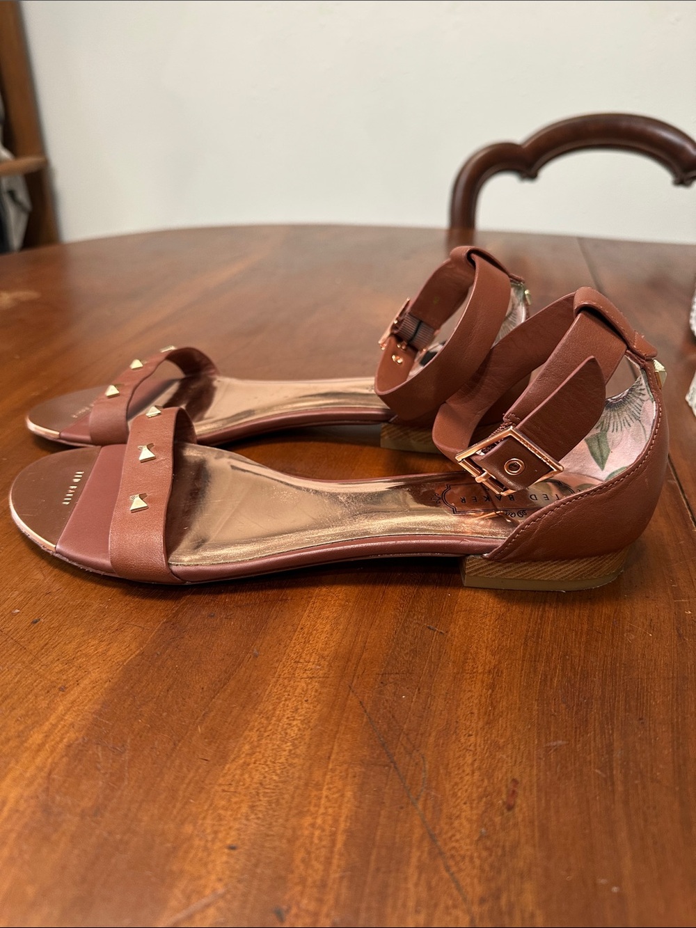 Ted Baker Rose Brown Studded Ankle-Strap Sandals - Picture 2 of 10